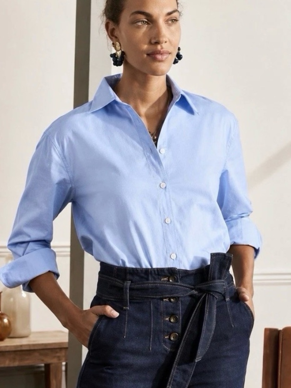Boden Oxford Sienna Button Up Shirt Blue